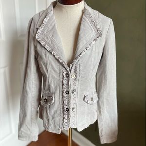 White House Black Market gray corduroy & Satin trim blazer Size 6
